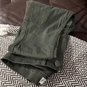 LOFT Dark Green Cargo Pants with Button Accent